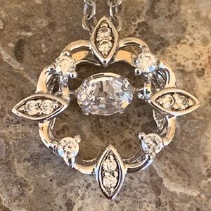 Gabriel & Co Sterling Silver Open Square Pendant Necklace w/Dancing Center CZ